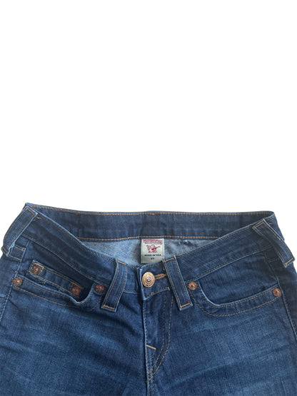 True Religion Gwen Skinny Blue Women's Zippered Ankle Jeans Size: 27