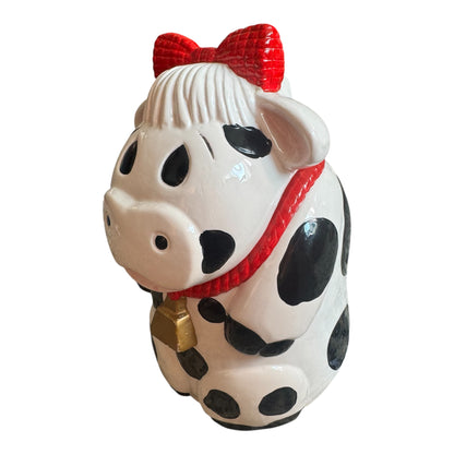 VTG Black & White Cow Ceramic Cookie Jar