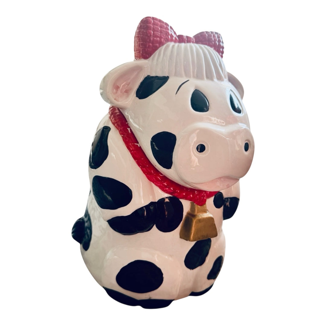 VTG Black & White Cow Ceramic Cookie Jar