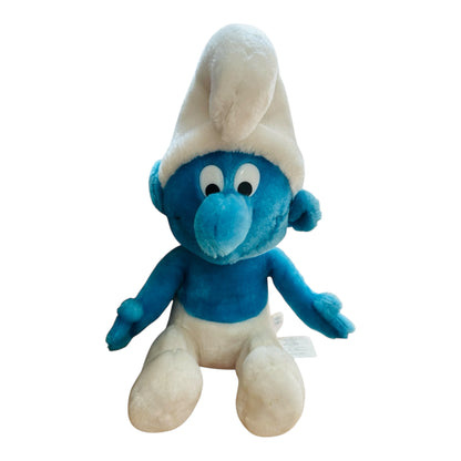 VTG 1979/81 The Smurfs Seated Smurf & Papa Smurf Bean Bag Plush Toy Bundle