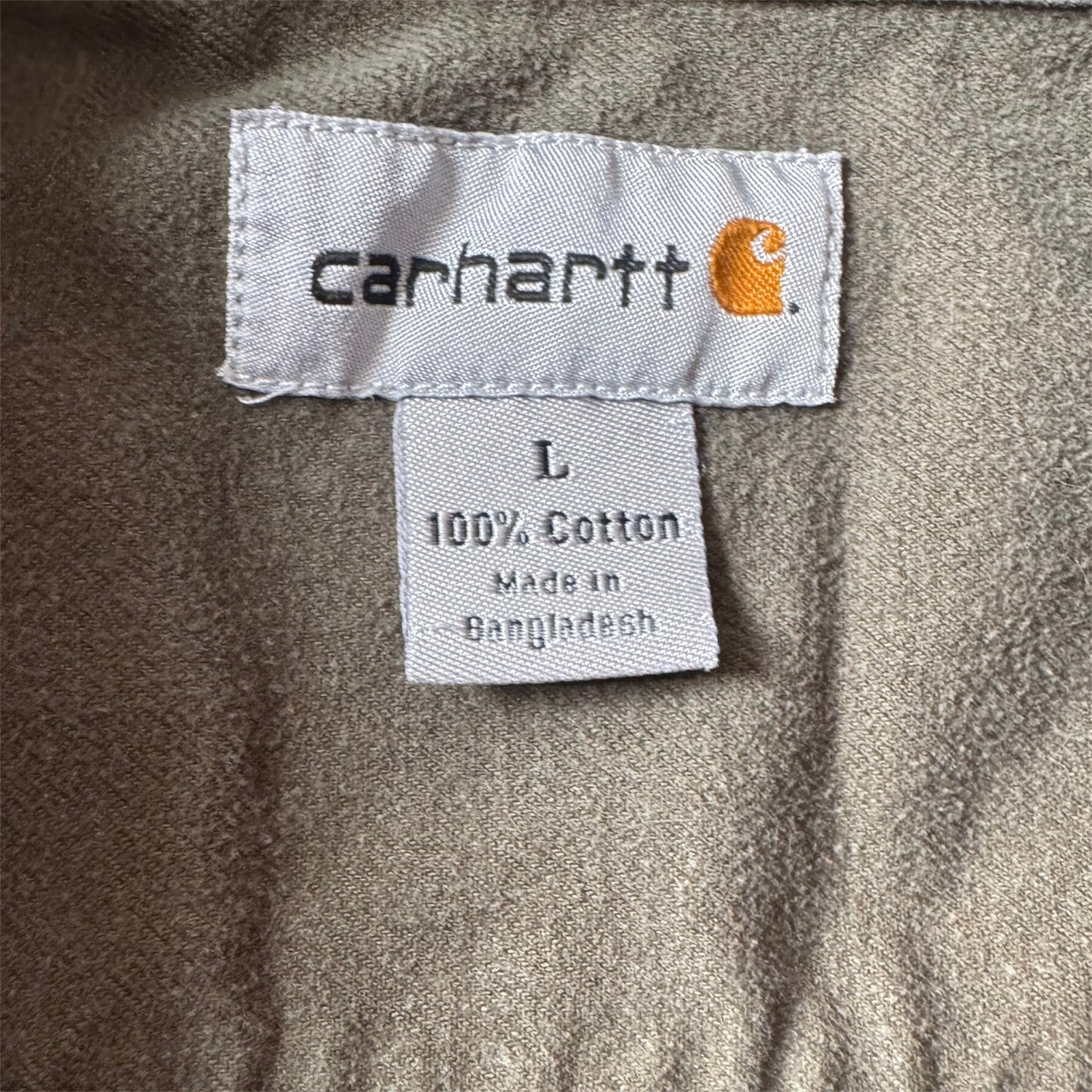 Carhartt Casual Button-Up Shirt Olive Heavyweight Long Sleeve Size: L