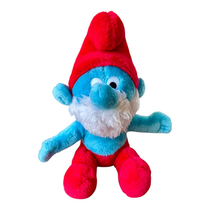 VTG 1979/81 The Smurfs Seated Smurf & Papa Smurf Bean Bag Plush Toy Bundle