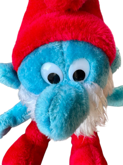 VTG 1979/81 The Smurfs Seated Smurf & Papa Smurf Bean Bag Plush Toy Bundle