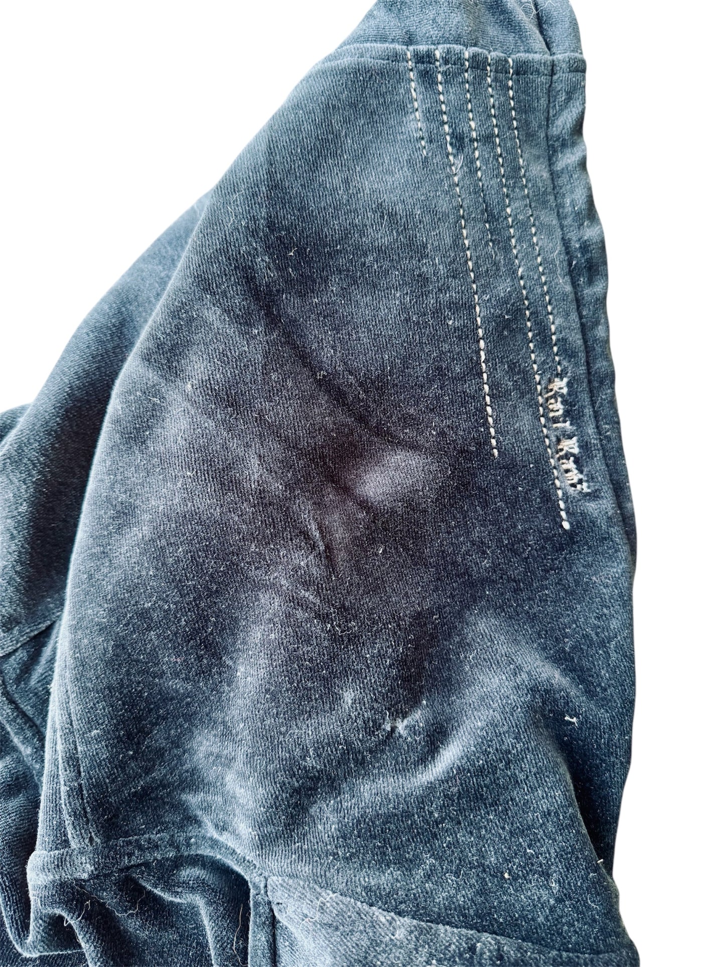 VTG Y2K Karl Kani Navy Black Velour Hoodie Size: XXL