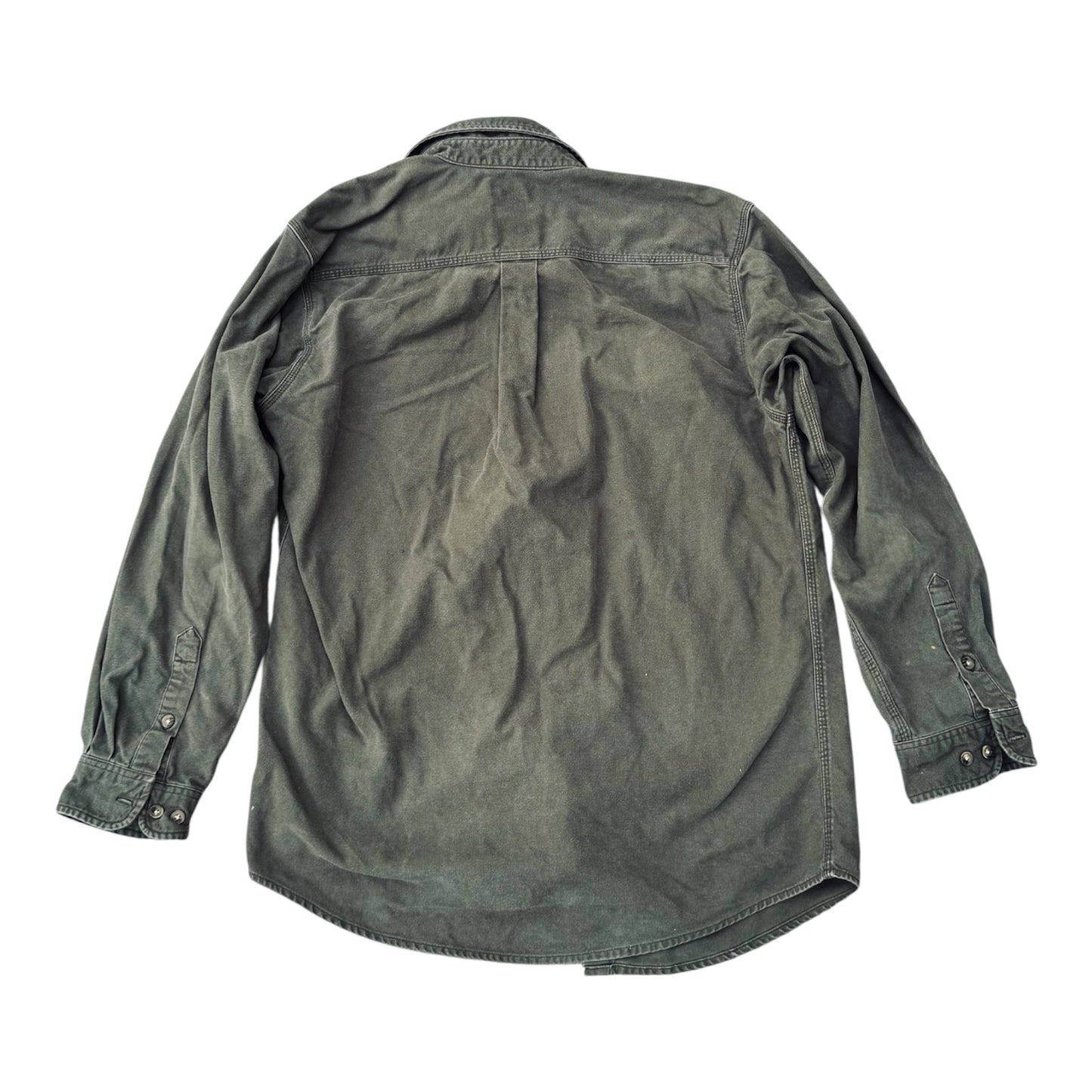 Carhartt Casual Button-Up Shirt Olive Heavyweight Long Sleeve Size: L