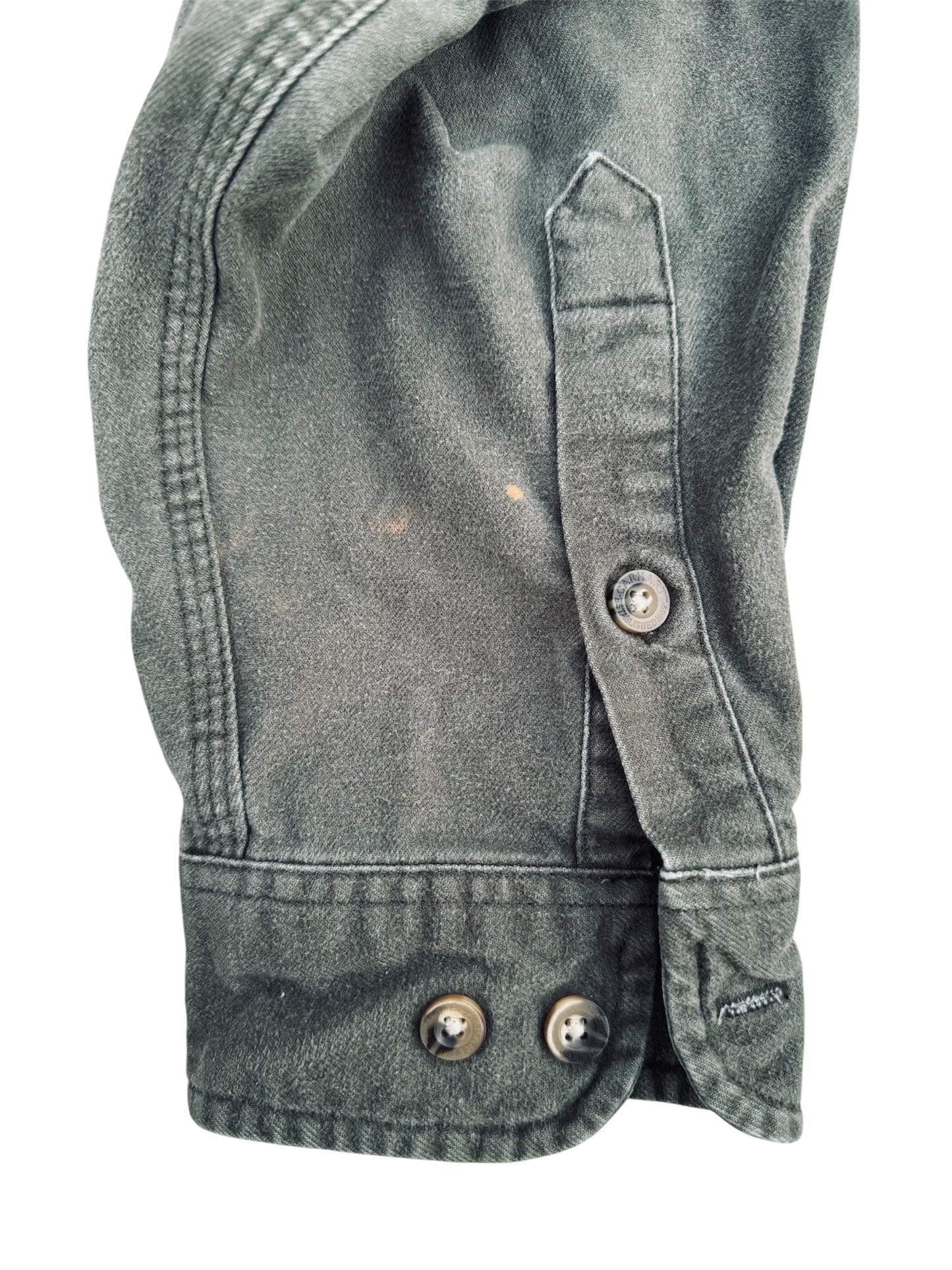 Carhartt Casual Button-Up Shirt Olive Heavyweight Long Sleeve Size: L