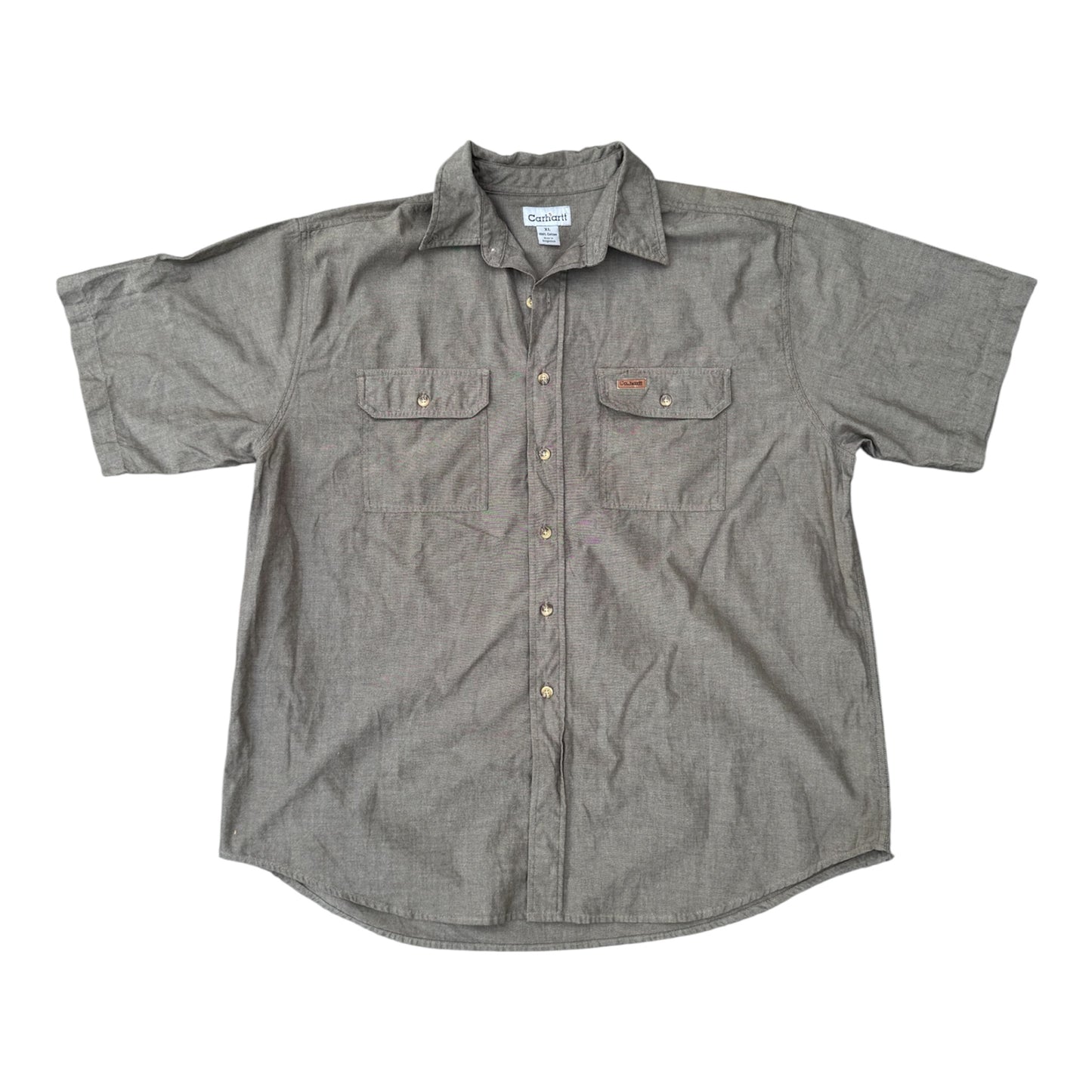 Carhartt Casual Button-Up Shirt Moss Chambray Short Sleeve Size: XL