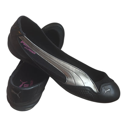 Y2K 2000s Puma Archive Black/Silver Ballet Flats US 8