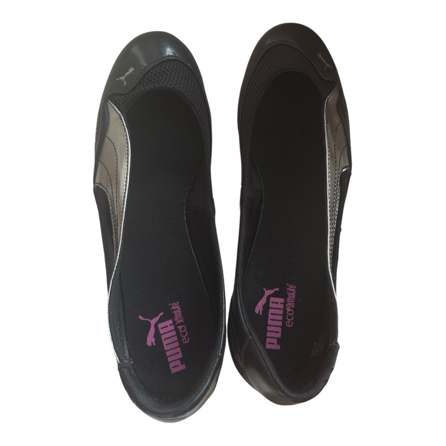 Y2K 2000s Puma Archive Black/Silver Ballet Flats US 8