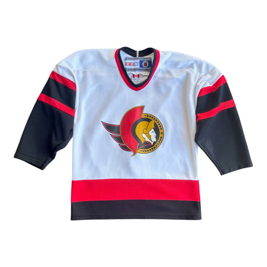 VTG ‘90s Ottawa Senators NHL CCM Jersey White Youth Size: L/XL