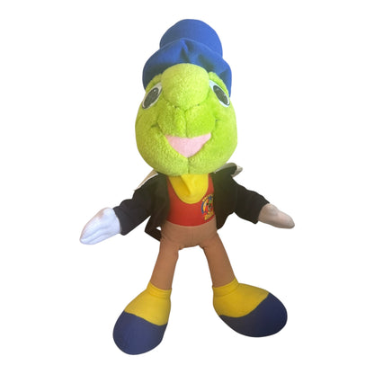 Front view of VTG 1992 Disney Jiminy Cricket official conscience stuffed animal toy 15"
