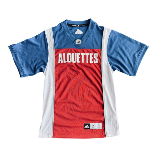 Montreal Alouettes Adidas CFL home jersey, size S, front view
