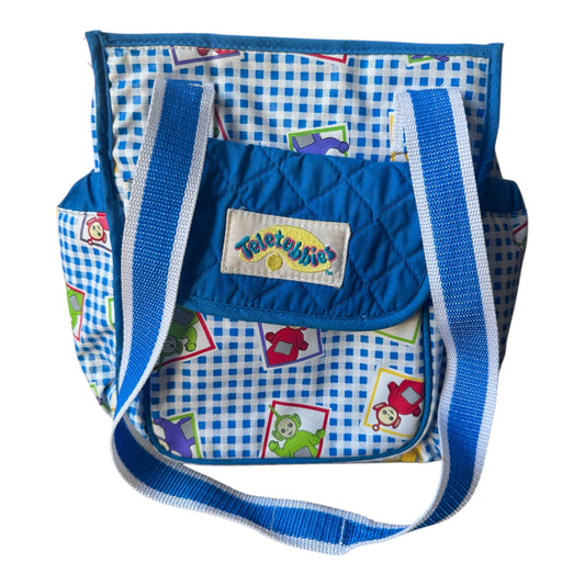 VTG 1998 Teletubbies Blue & White Gingham Mini Diaper Bag