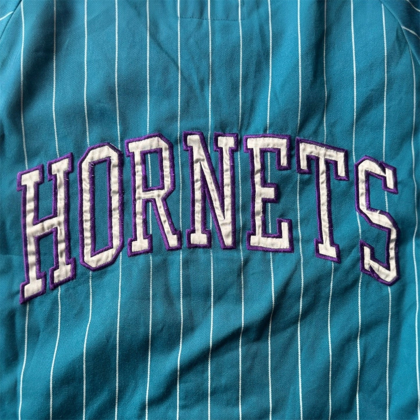 VTG ‘90s Charlotte Hornets Starter NBA Pinstripe Baseball Jersey Size: L