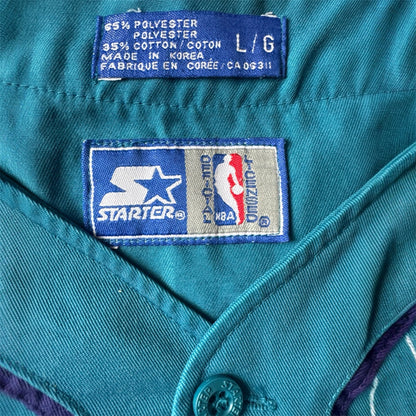 VTG ‘90s Charlotte Hornets Starter NBA Pinstripe Baseball Jersey Size: L