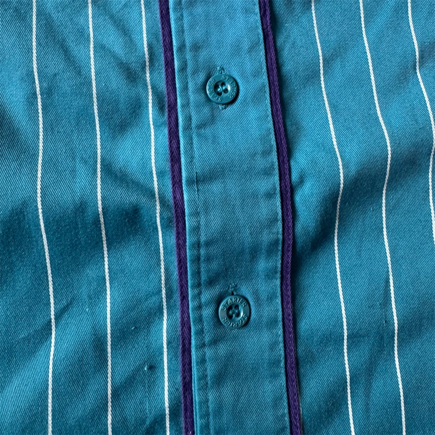 VTG ‘90s Charlotte Hornets Starter NBA Pinstripe Baseball Jersey Size: L