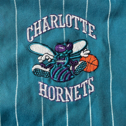 VTG ‘90s Charlotte Hornets Starter NBA Pinstripe Baseball Jersey Size: L