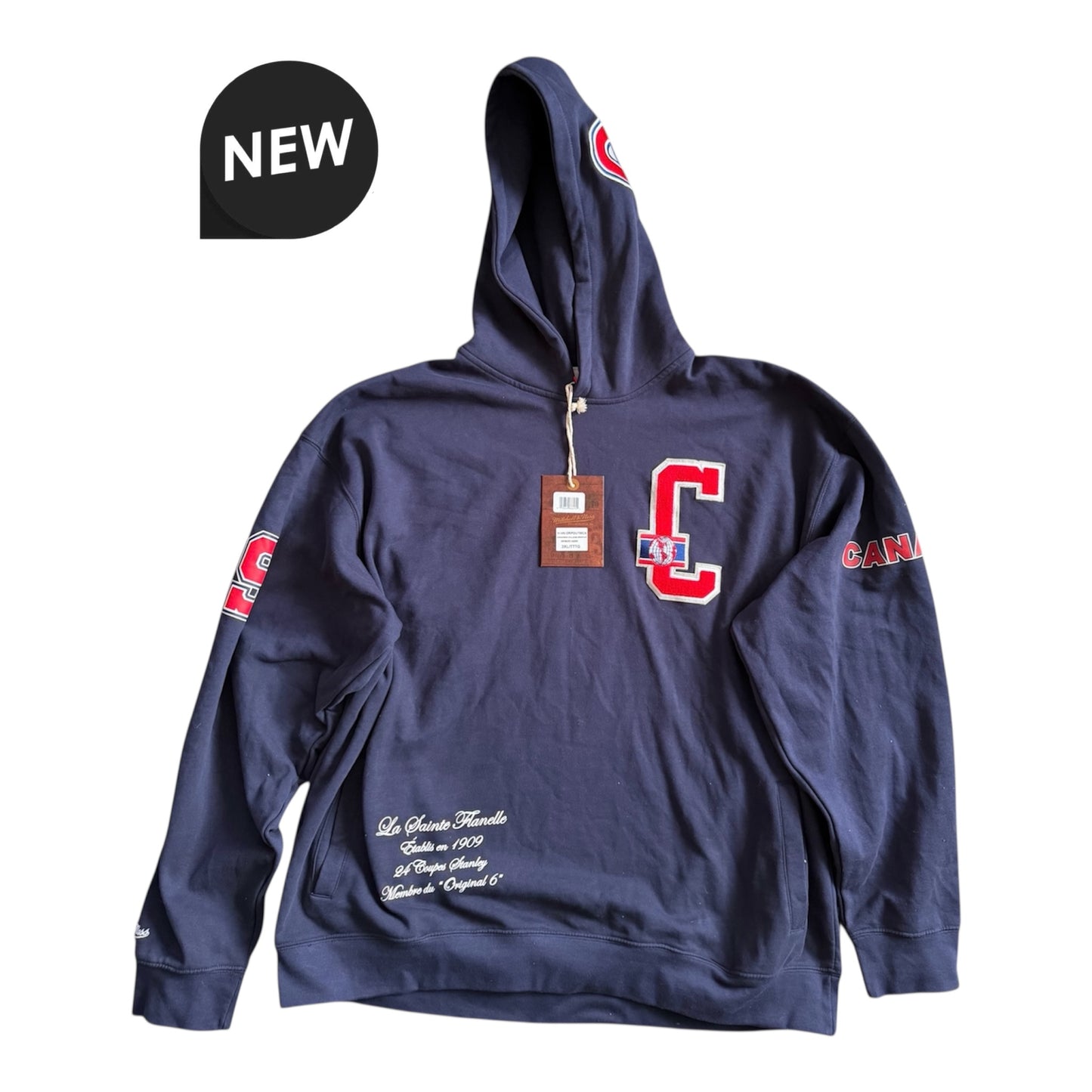 Montreal Canadiens Mitchell & Ness Navy College Dropout OVS Hoodie Size: 3XL