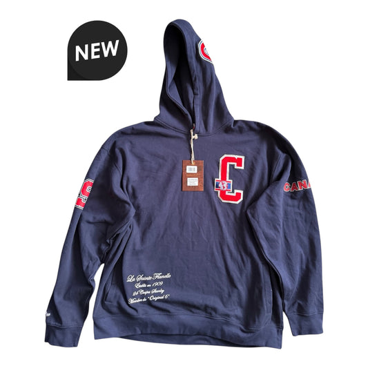 Montreal Canadiens Mitchell & Ness Navy College Dropout OVS Hoodie Size: 3XL