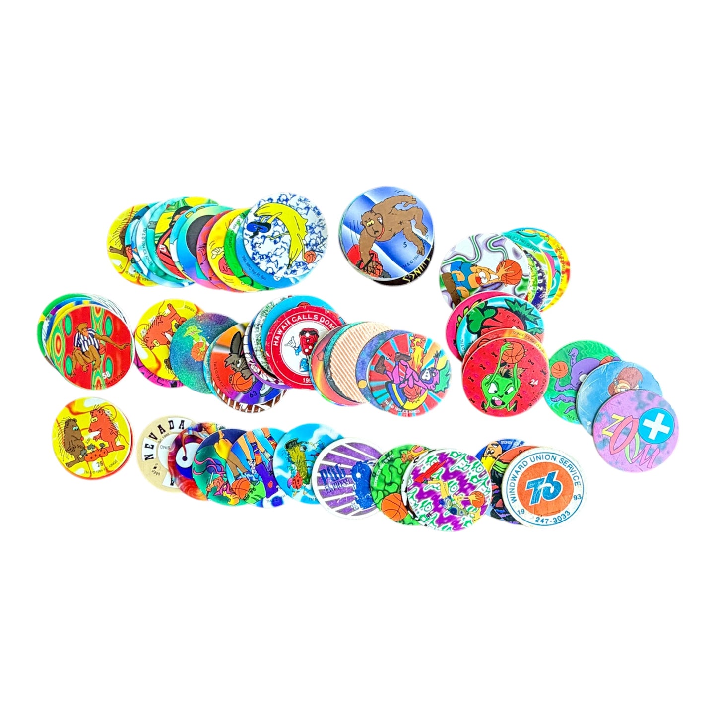 VTG ’90s Assorted Pogs Milk Caps Mixed Lot – 96 Pogs