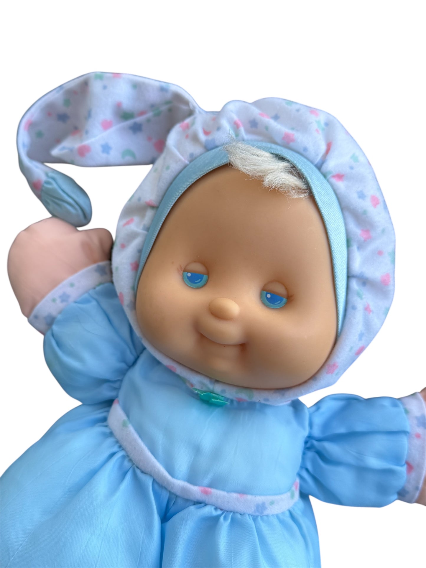 VTG 1991 Fisher-Price Puffalump Kids Snuggle Blue Moon Star No Light Plush Doll
