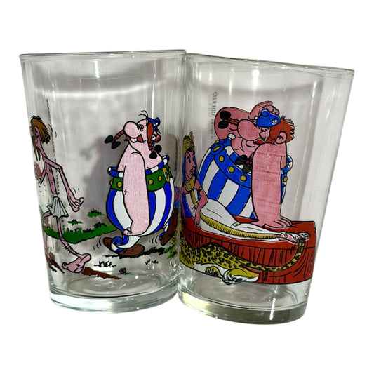 VTG Asterix & Obélix Collection Glass '68 & '84 Set of 2