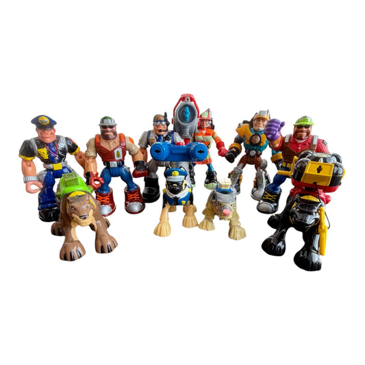 VTG Y2K Rescue Heroes Animals Mattel Fisher-Price Action Figures Lot of 10