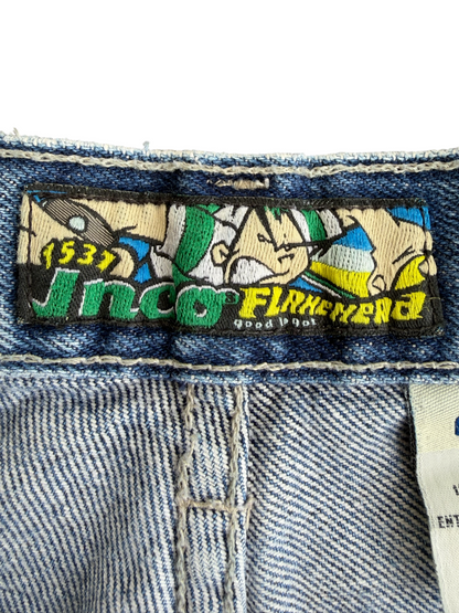 VTG Y2K ‘90s JNCO Flamehead Blue Denim Skater Jeans Youth Size: 18