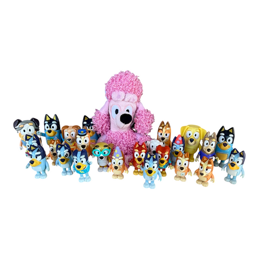 24pc Bluey & Friends Mega Figure Lot Rare Security Chilli Alfie Calypso + Coco