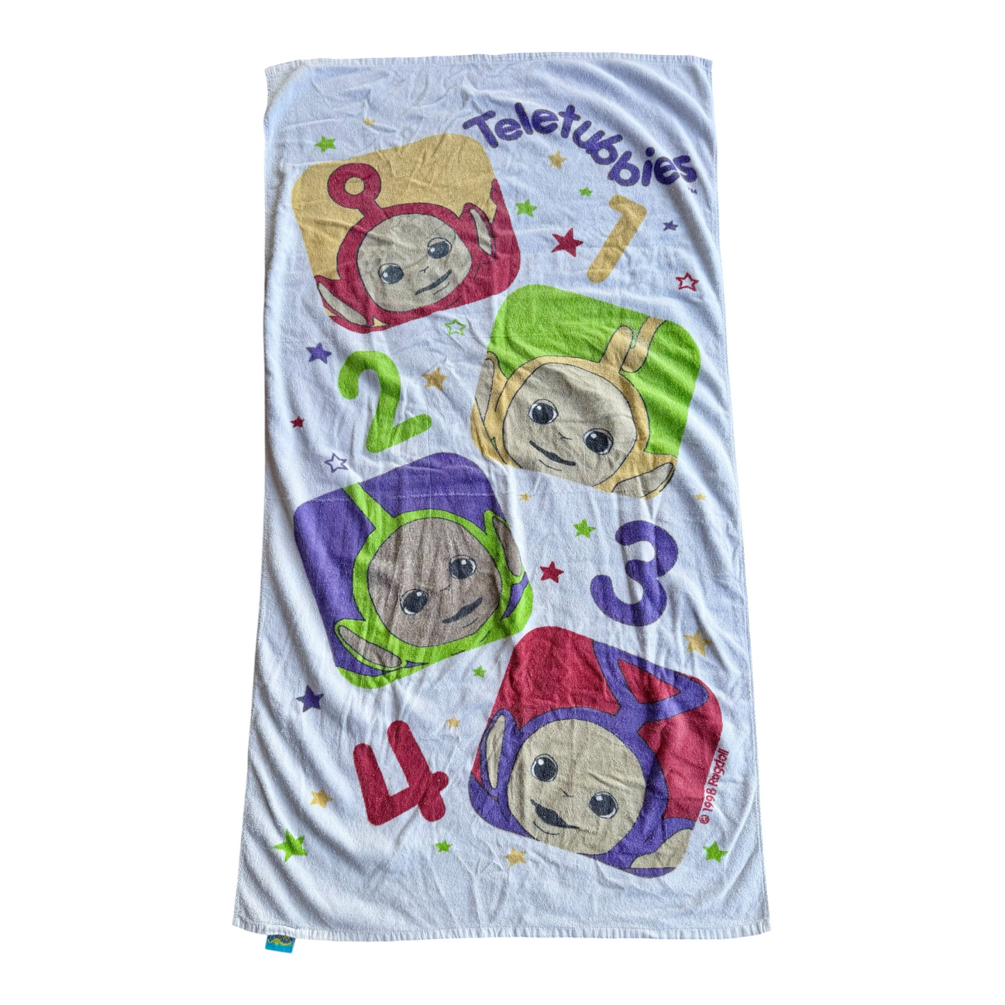 VTG 1998 Y2K Teletubbies Tinky Winky Dipsy Laa-Laa Po Kids Beach Towel