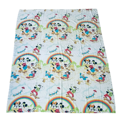 VTG '80s Disney Mickey & Friends Rainbow Skating Flat Sheet Size: TWIN
