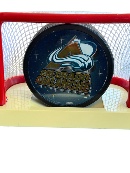 VTG 1997 Fotoball Colorado Avalanche NHL Hockey Puck Mini Net Goal Display Stand
