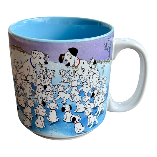 VTG '90s Disney 101 Dalmatians Cruella De Vil & Puppies Double-Sided Ceramic Mug