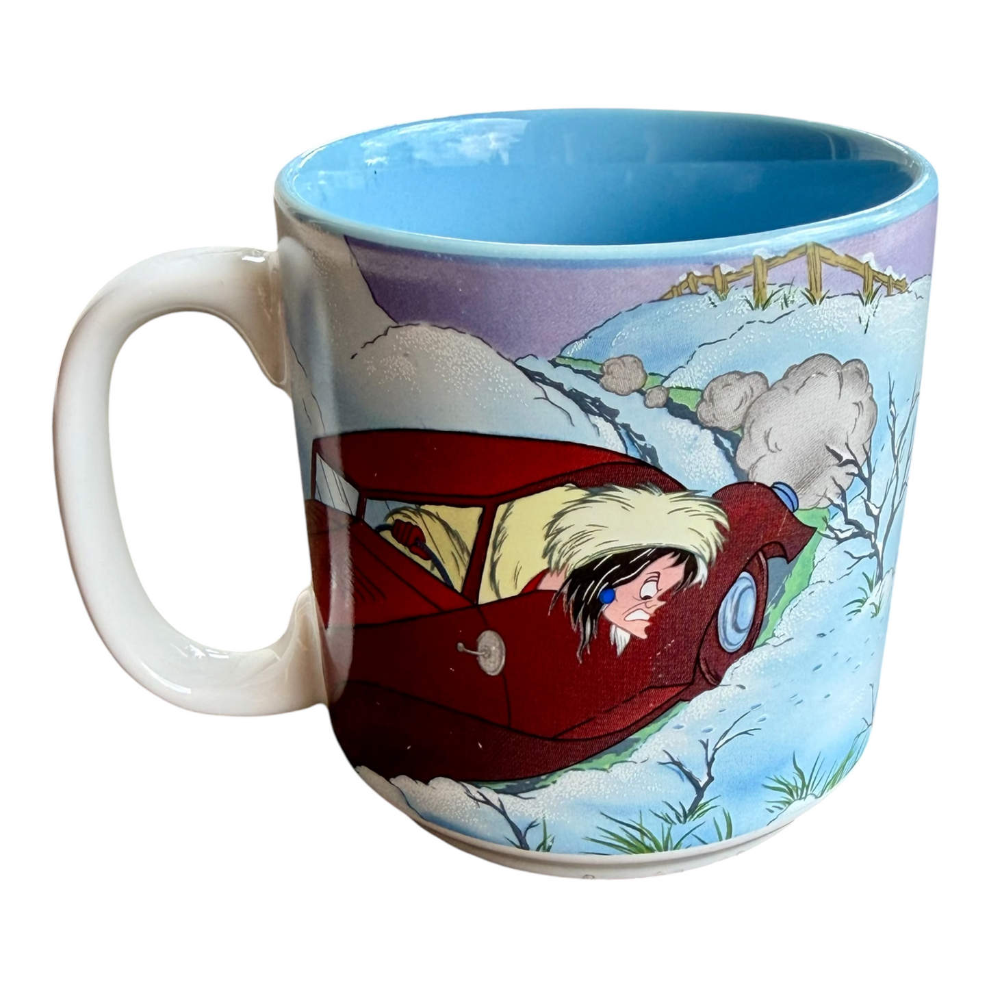 VTG '90s Disney 101 Dalmatians Cruella De Vil & Puppies Double-Sided Ceramic Mug