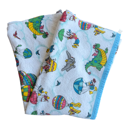 VTG ‘80s Disney Esmond Fancy Flyers Hot Air Balloon Fleece Blanket Size: TWIN