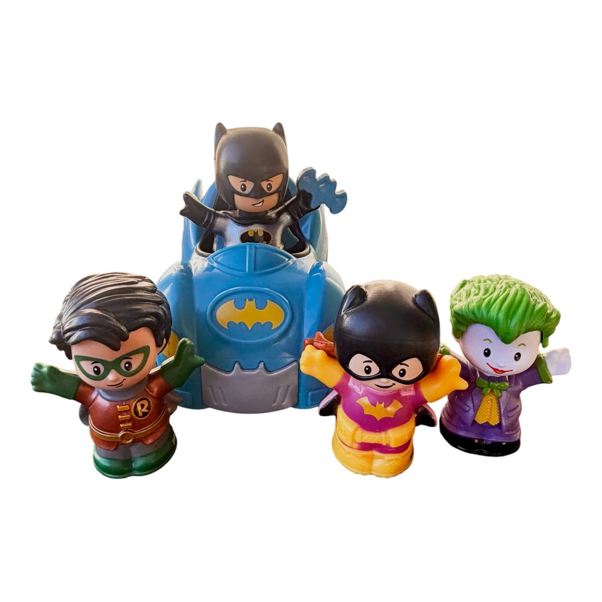 Fisher-Price Little People DC Batman Batmobile, Robin, Batgirl & Joker Toy Lot
